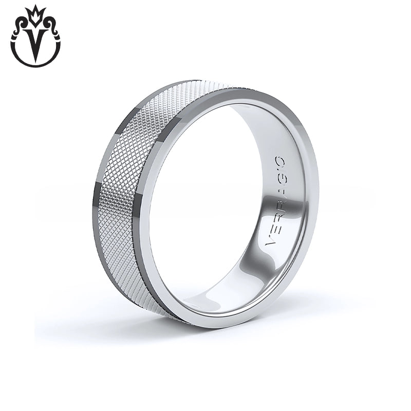 Black Rhodium & Gold Clous de Paris Wedding Ring 7mm