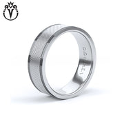 Black Rhodium & Gold Clous de Paris Wedding Ring 7mm