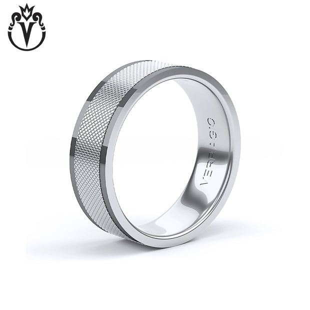 Black Rhodium & Gold Clous de Paris Wedding Ring 7mm