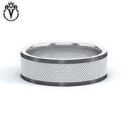 Black Rhodium & Gold Clous de Paris Wedding Ring 7mm