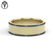 Black Rhodium & Gold Clous de Paris Wedding Ring 7mm