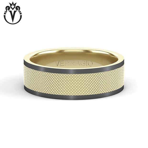 Black Rhodium & Gold Clous de Paris Wedding Ring 7mm