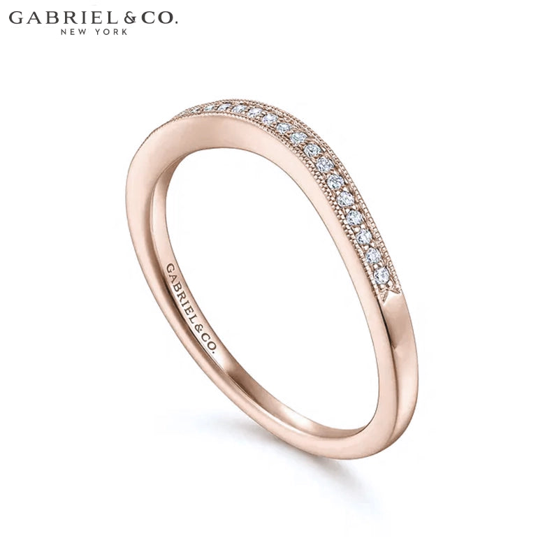 0.05ctw Natural Diamond Vintage Milgrain Curved Ring 1.7mm