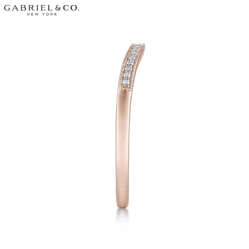 0.05ctw Natural Diamond Vintage Milgrain Curved Ring 1.7mm