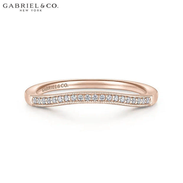 Natural Diamond Vintage Milgrain Curved Ring 1.7mm