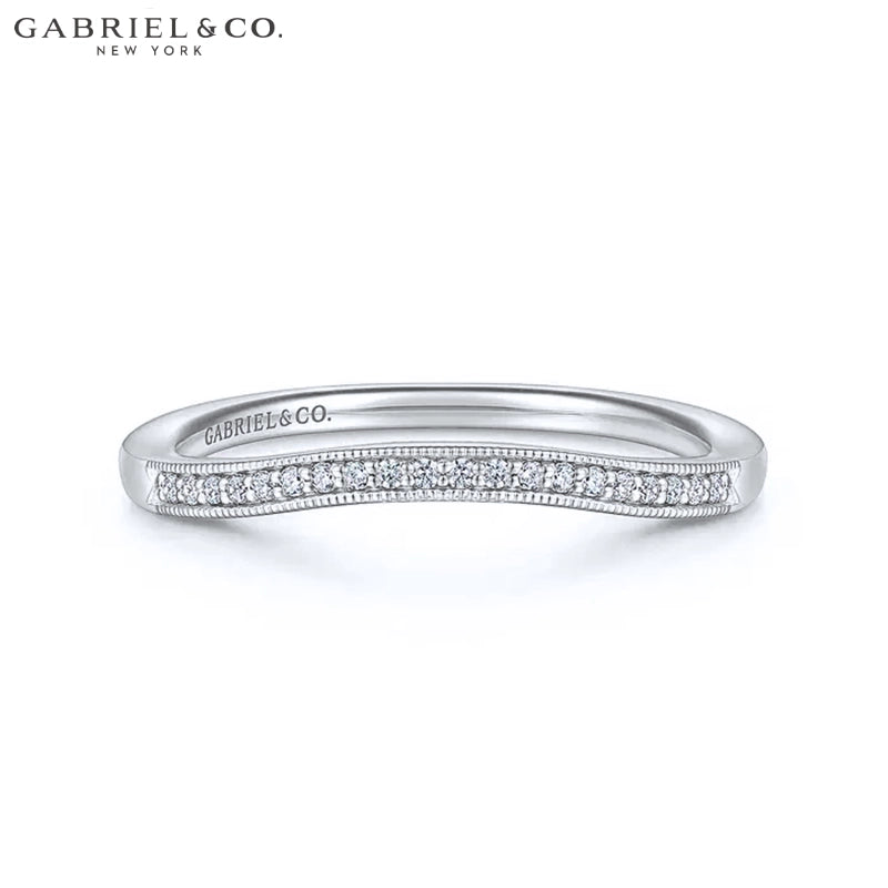 0.05ctw Natural Diamond Vintage Milgrain Curved Ring 1.7mm