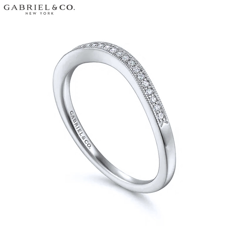 0.05ctw Natural Diamond Vintage Milgrain Curved Ring 1.7mm