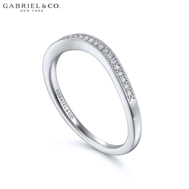 Natural Diamond Vintage Milgrain Curved Ring 1.7mm