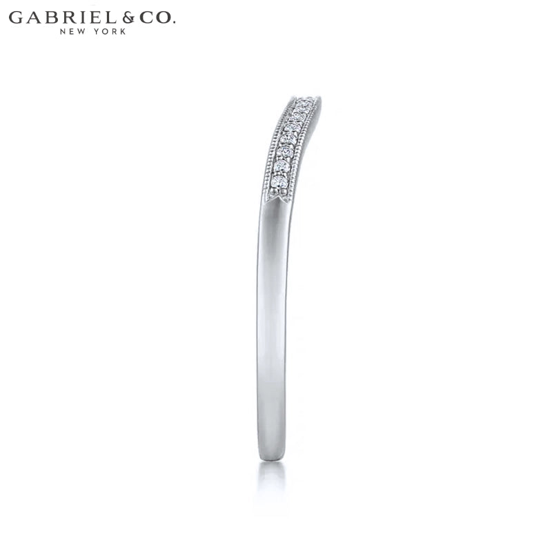 0.05ctw Natural Diamond Vintage Milgrain Curved Ring 1.7mm