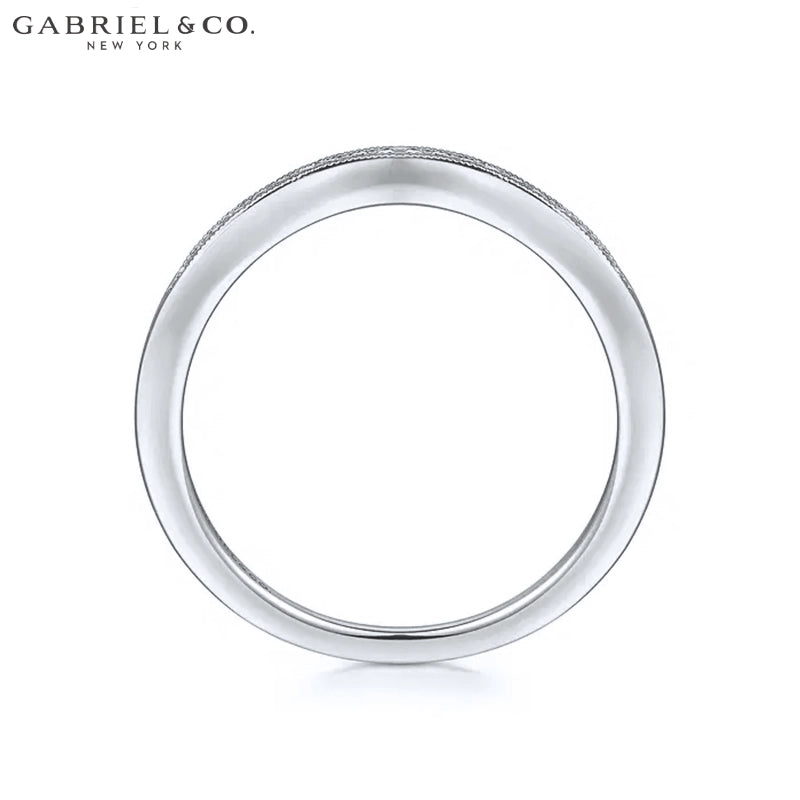 0.05ctw Natural Diamond Vintage Milgrain Curved Ring 1.7mm