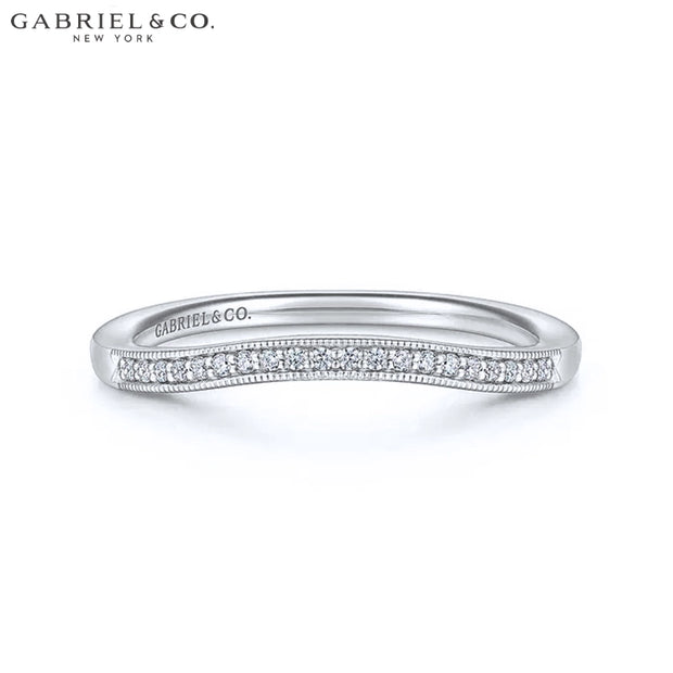 Natural Diamond Vintage Milgrain Curved Ring 1.7mm