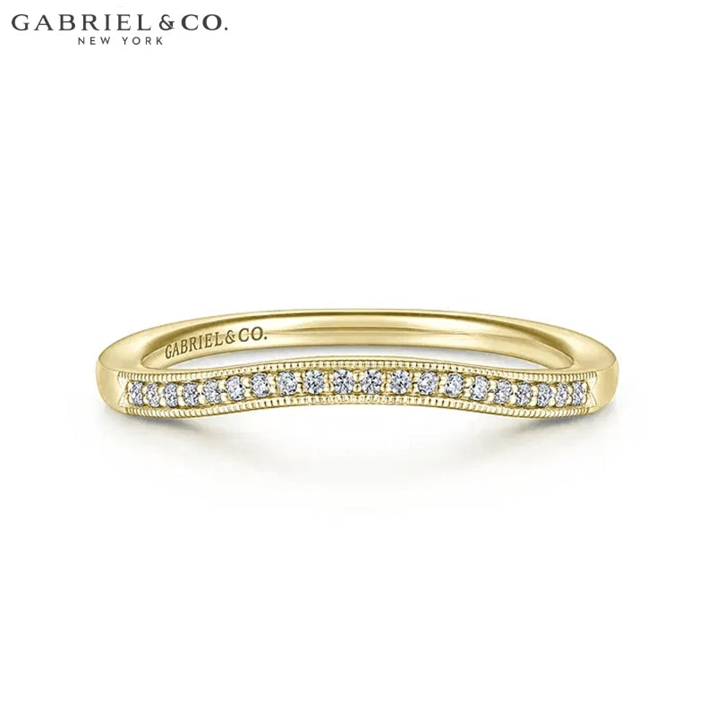 0.05ctw Natural Diamond Vintage Milgrain Curved Ring 1.7mm