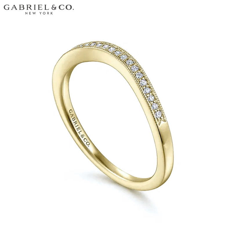 0.05ctw Natural Diamond Vintage Milgrain Curved Ring 1.7mm
