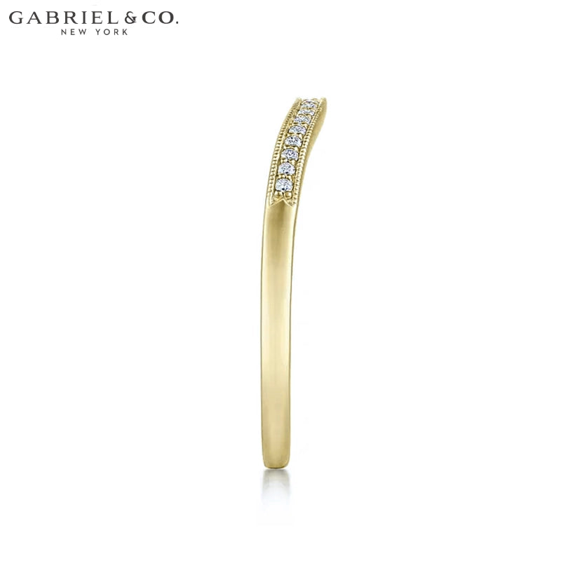 0.05ctw Natural Diamond Vintage Milgrain Curved Ring 1.7mm