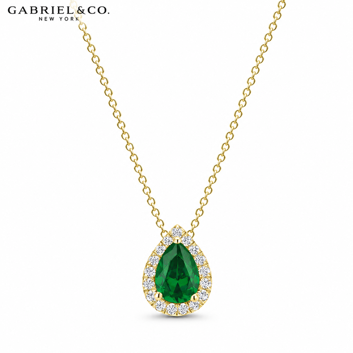 Genuine Emerald & Natural Diamond Halo Necklace