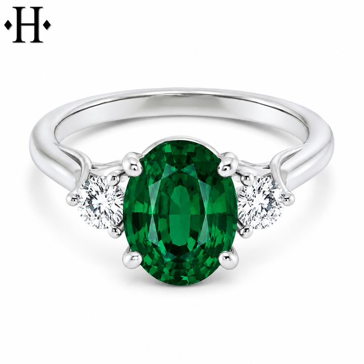 Lab Grown Emerald & Diamond Ring