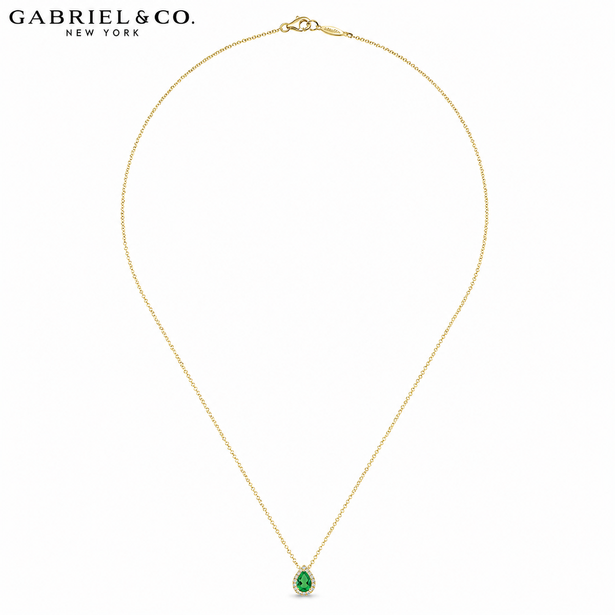 14kt Genuine Emerald & Natural Diamond Halo Necklace