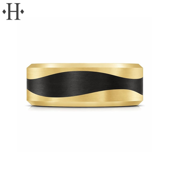 Black Carbon Fiber & Solid Gold Ring 8mm