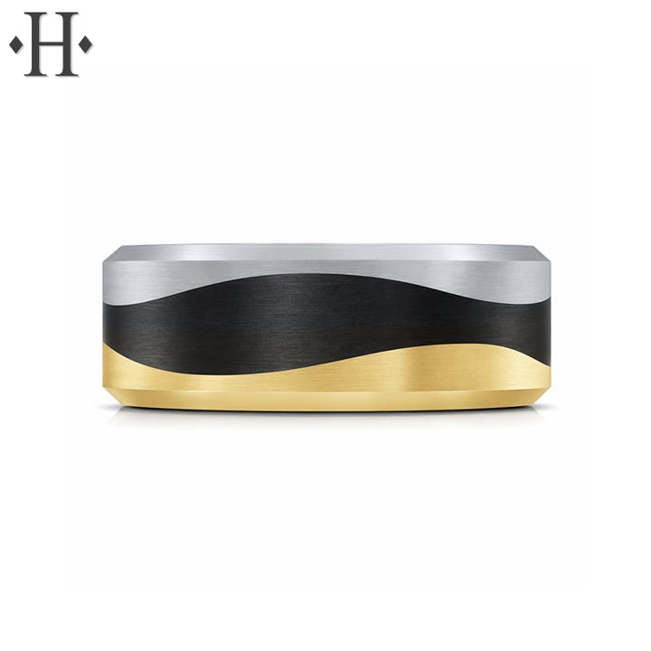 Black Carbon Fiber & Solid Gold Ring 8mm