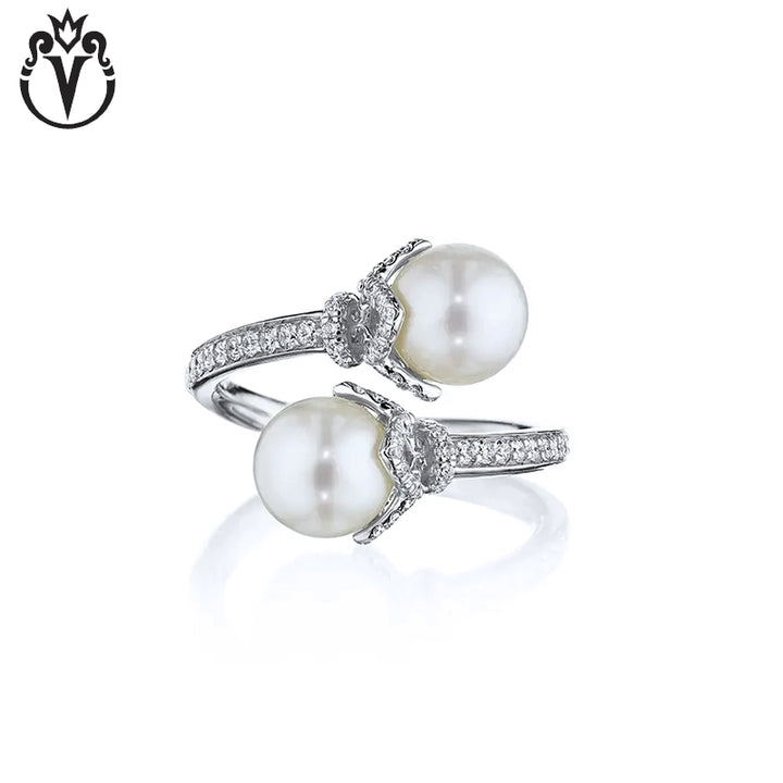 Natural Diamond & Cultured Pearl Toi et Moi Ring