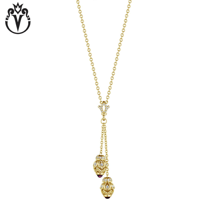 Natural Diamond & Rhodolite Garnet Drop Necklace