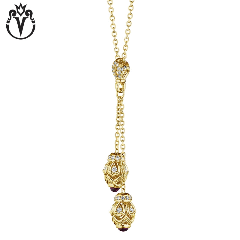 Natural Diamond & Rhodolite Garnet Drop Necklace
