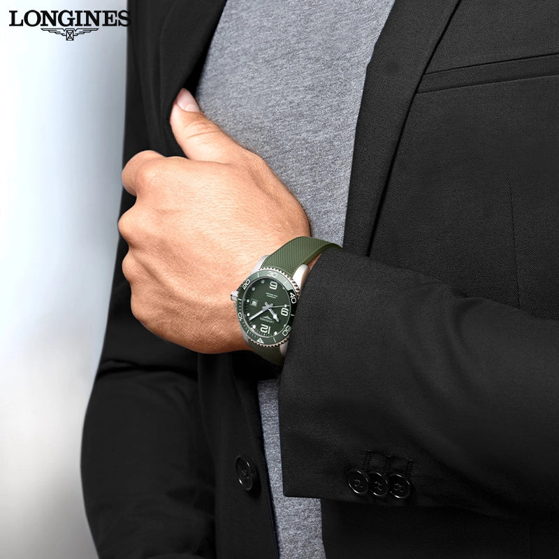 Longines hydroconquest green rubber strap sale