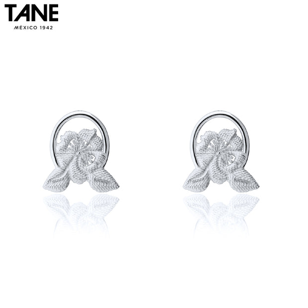 Sterling Silver Bordados Flower Earrings
