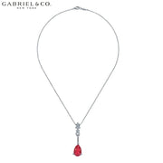 14Kw 0.03Ctw Natural Diamond And Ruby Necklace Jewellery