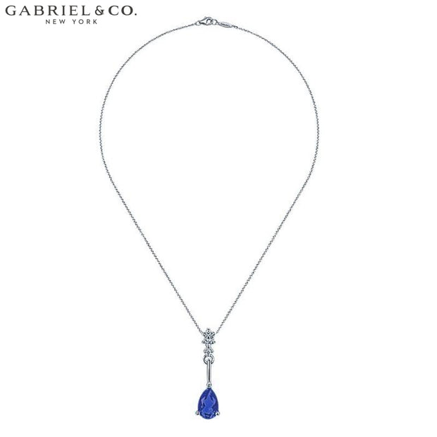 14Kw 0.03Ctw Natural Diamond And Sapphire Necklace Jewellery