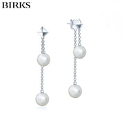 Sterling Silver Rock and Pearl Earrings