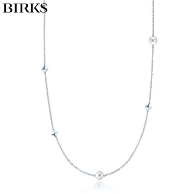 Sterling Silver Rock and Pearl Necklace