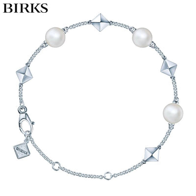 Sterling Silver Rock and Pearl Bracelet