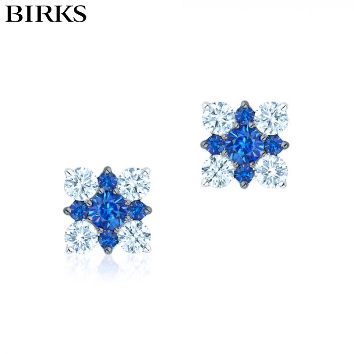 18kt Snowflake Diamond & Sapphire Earrings