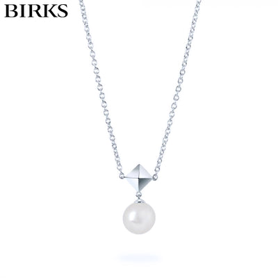Sterling Silver Rock and Pearl Necklace