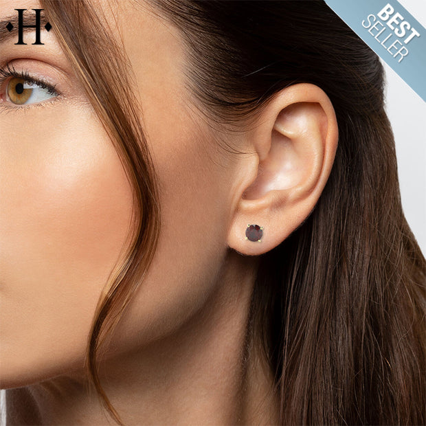 14kt 5mm Genuine Garnet Earring Essentials