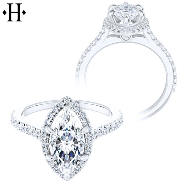 0.50ctr-1.00ctr Marquise Cut Diamond Customizable Ring