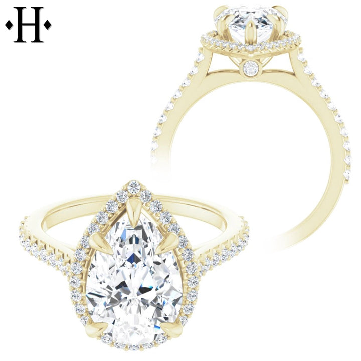 0.75ctr-2.00ctr Pear Cut Lab Grown Diamond Ring