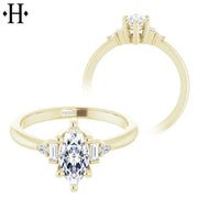 0.50ctr-1.50ctr Marquise Cut Diamond Customizable Ring