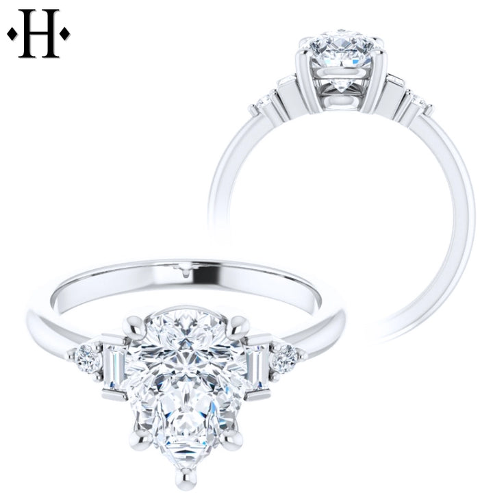 0.50ctr-1.50ctr Pear Cut Diamond Customizable Ring