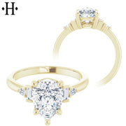 0.50ctr-1.50ctr Pear Cut Diamond Customizable Ring