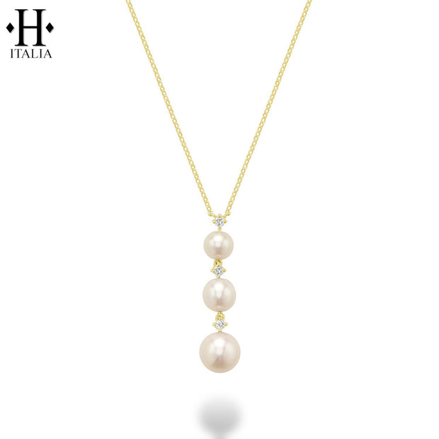 10kt Cultured Pearl & Diamond Italian Necklace