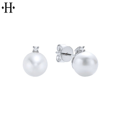 Cultured Pearl & Diamond Earrings