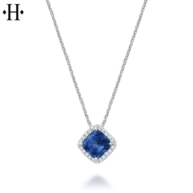 10kt Lab Grown Sapphire & Diamond Necklace