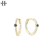10kt Sapphire & Diamond Hoop Earring Essentials