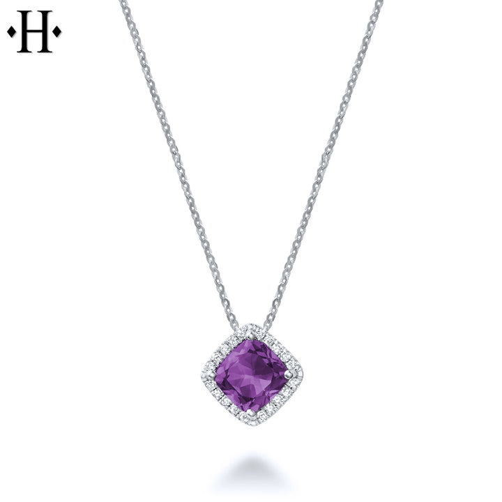 10kt Genuine Amethyst & Diamond Necklace