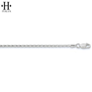 Sterling Silver 2.1mm Italian Diamond Cut Wheat Bracelet