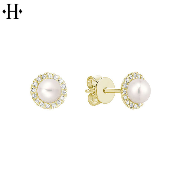 10kt Cultured Freshwater Pearl & Diamond Earrings