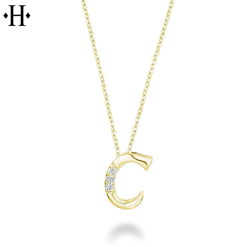 10kt Natural Diamond Initial Pendants