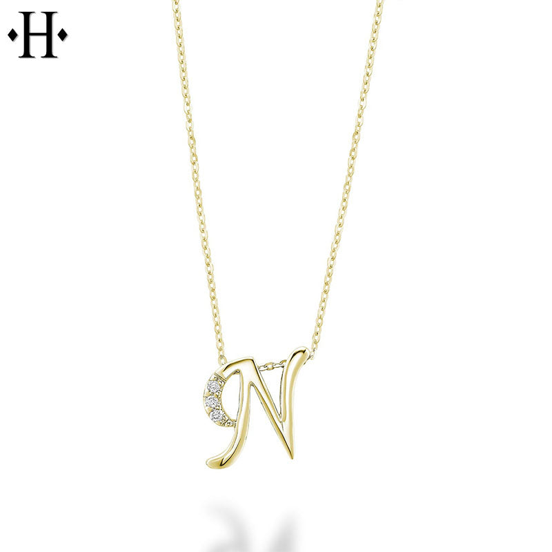 10kt Natural Diamond Initial Pendants